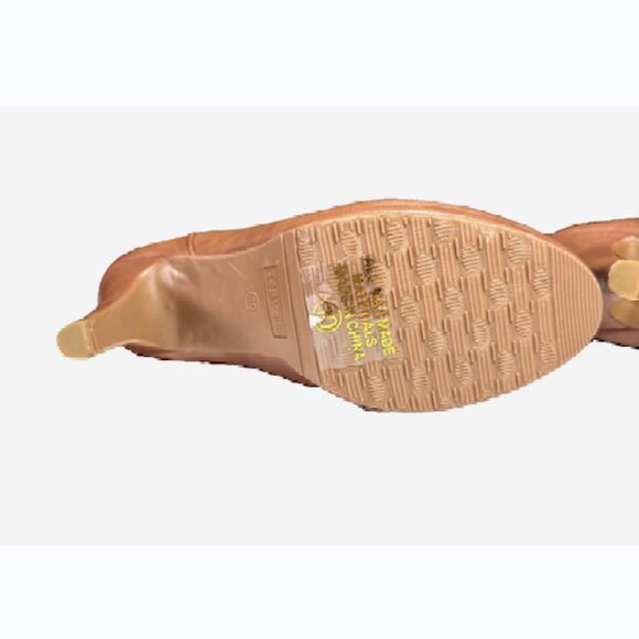 Top Moda Brown Quilted Knee High Boots Women’s 10 New 3” Heel Gold Hardware - Picture 6 of 14